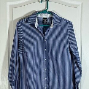 NWOT—George Women's Navy Pinstripe Button Down Shirt